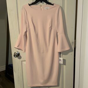 Calvin Klein blush dress with tulip sleeves